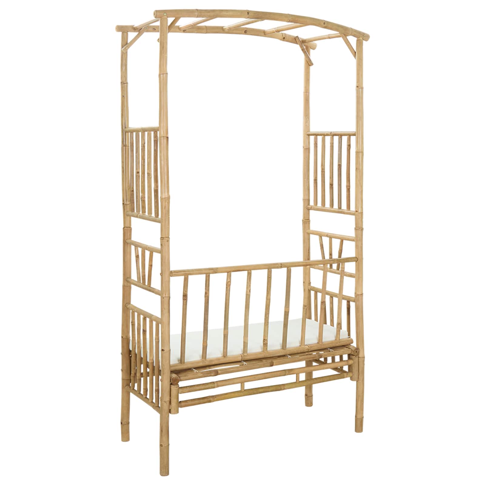 Tuinboog met Bank Crèmewit 115 x 50 x 205 cm Bamboe