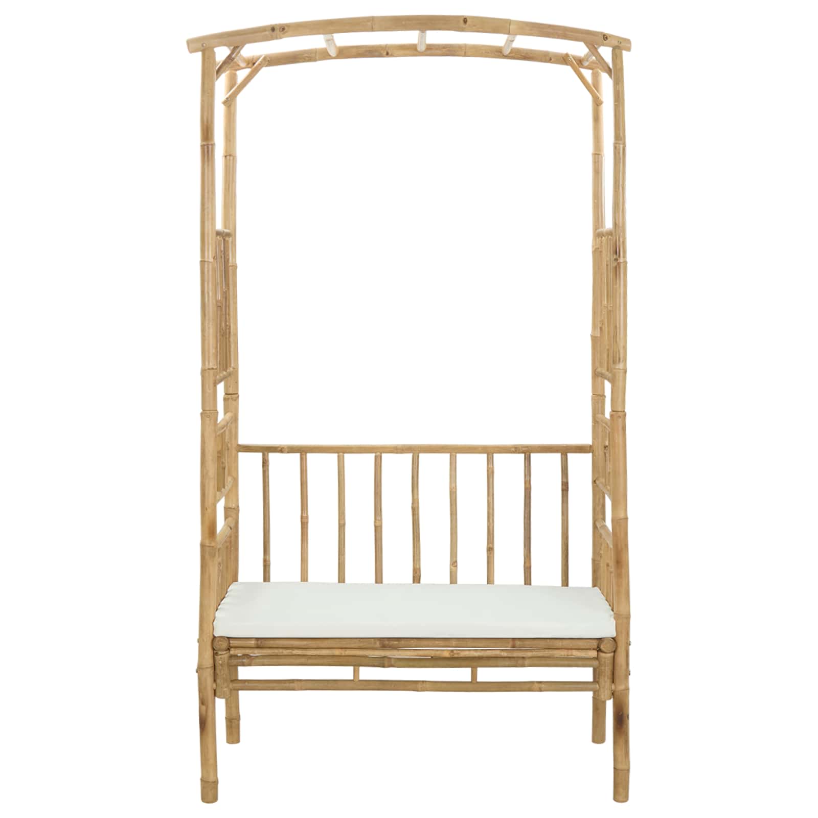 Tuinboog met Bank Crèmewit 115 x 50 x 205 cm Bamboe