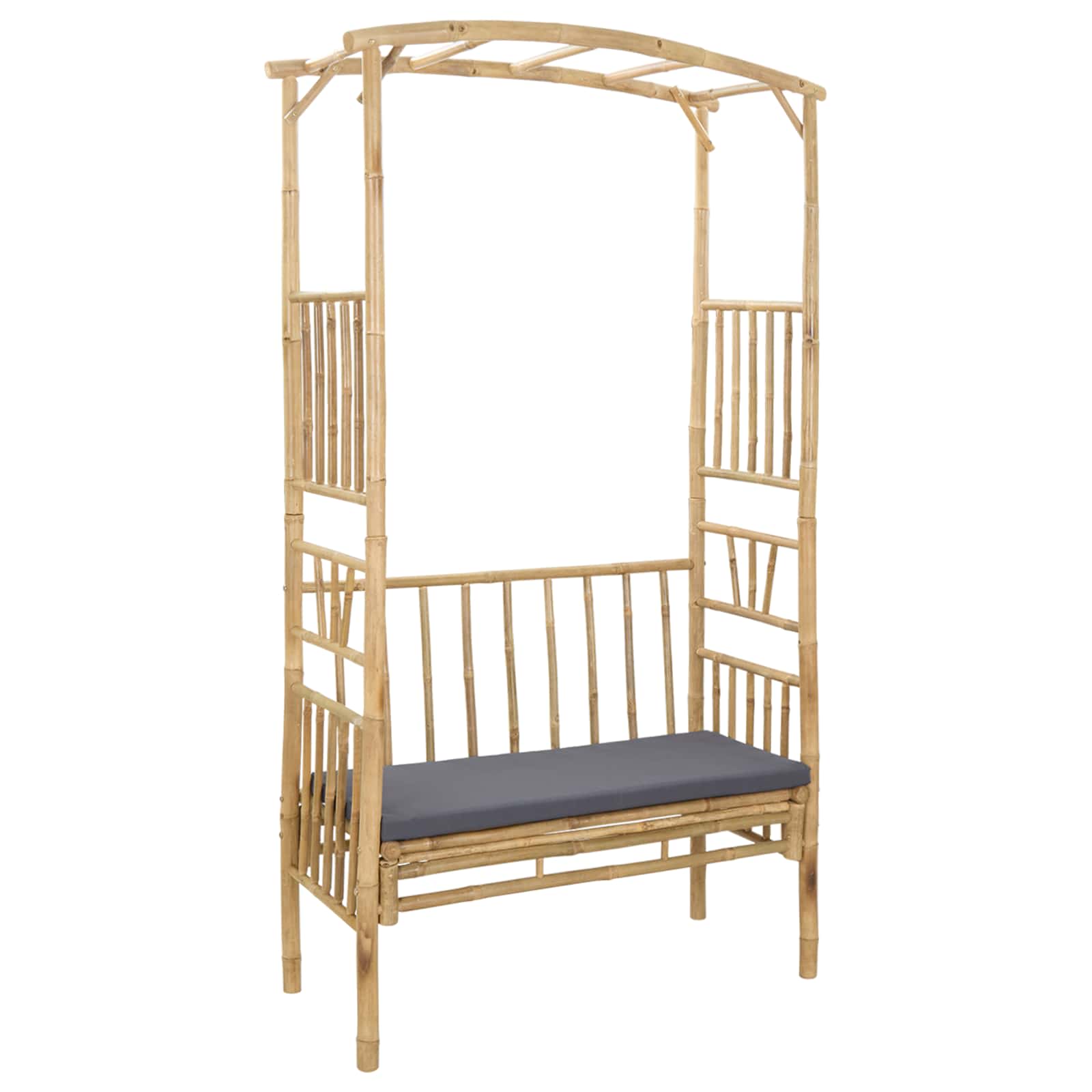Tuinboog met Bank Donkergrijs 115 x 50 x 205 cm Bamboe