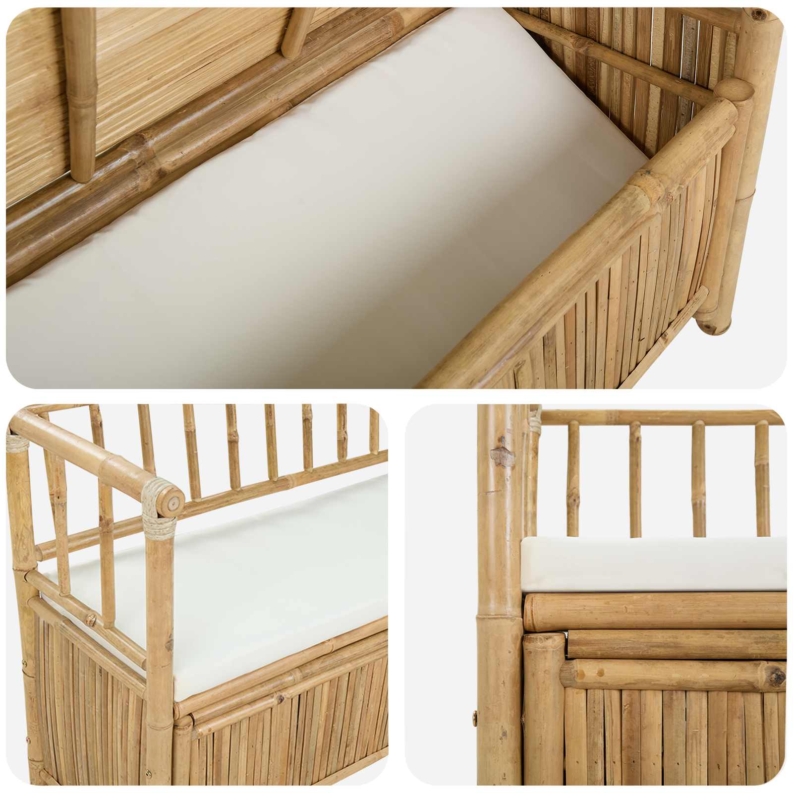 Tuinkast Bank 110 x 47 x 80 cm Bamboe Naturel Rechthoekig