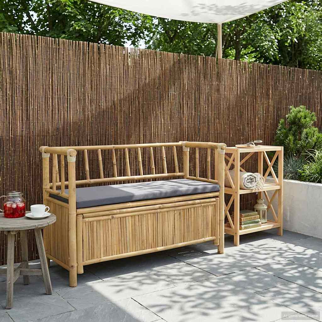 Tuinkast Bank 110 x 47 x 80 cm Bamboe Naturel Rechthoekig
