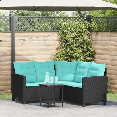 Tuinbank 2 st 5-Aantal zitplaatsen Zwart en Turquoise Poly riet
