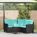 Tuinbank 2 st 5-Aantal zitplaatsen Zwart en Turquoise Poly riet