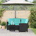 Tuinbank 2 st 5-Aantal zitplaatsen Zwart en Turquoise Poly riet