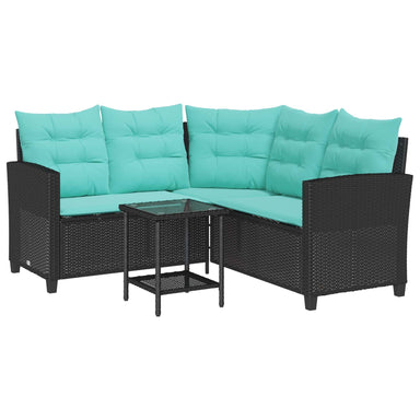 Tuinbank 2 st 5-Aantal zitplaatsen Zwart en Turquoise Poly riet