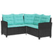 Tuinbank 2 st 5-Aantal zitplaatsen Zwart en Turquoise Poly riet