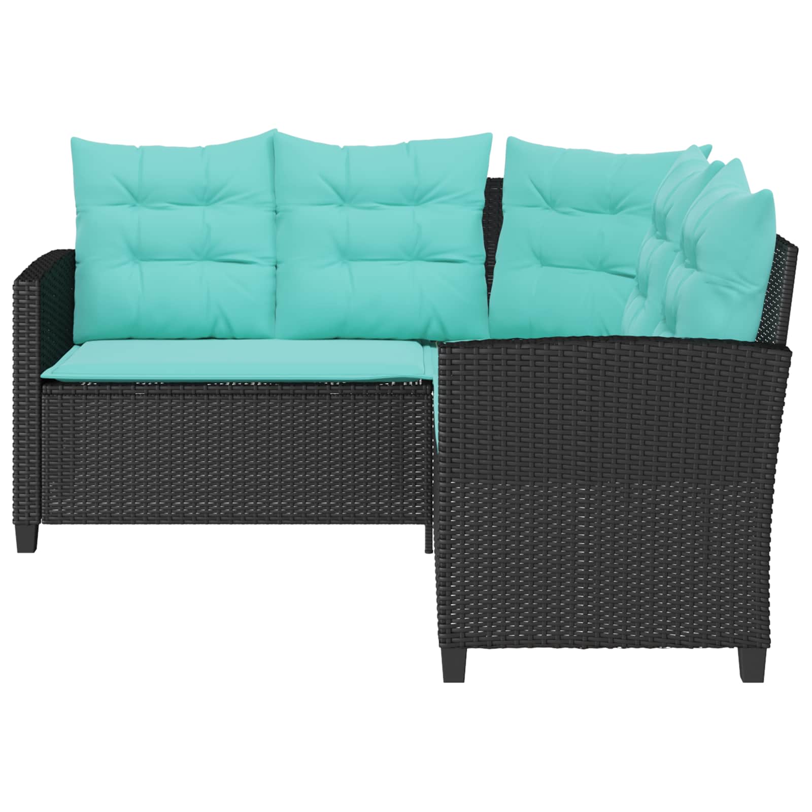Tuinbank 2 st 5-Aantal zitplaatsen Zwart en Turquoise Poly riet