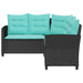 Tuinbank 2 st 5-Aantal zitplaatsen Zwart en Turquoise Poly riet