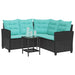Tuinbank 2 st 5-Aantal zitplaatsen Zwart en Turquoise Poly riet