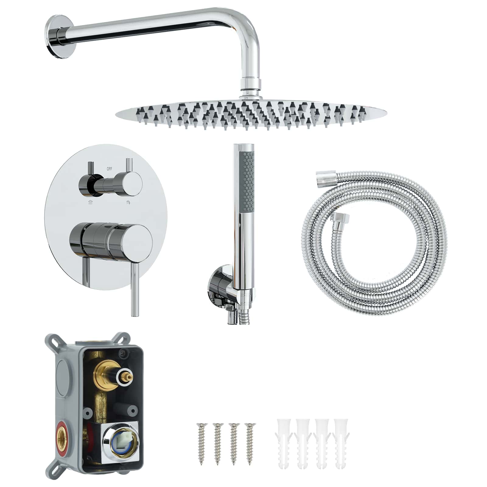 Verborgen Douche Systeem (Rond) zilver RVS 201