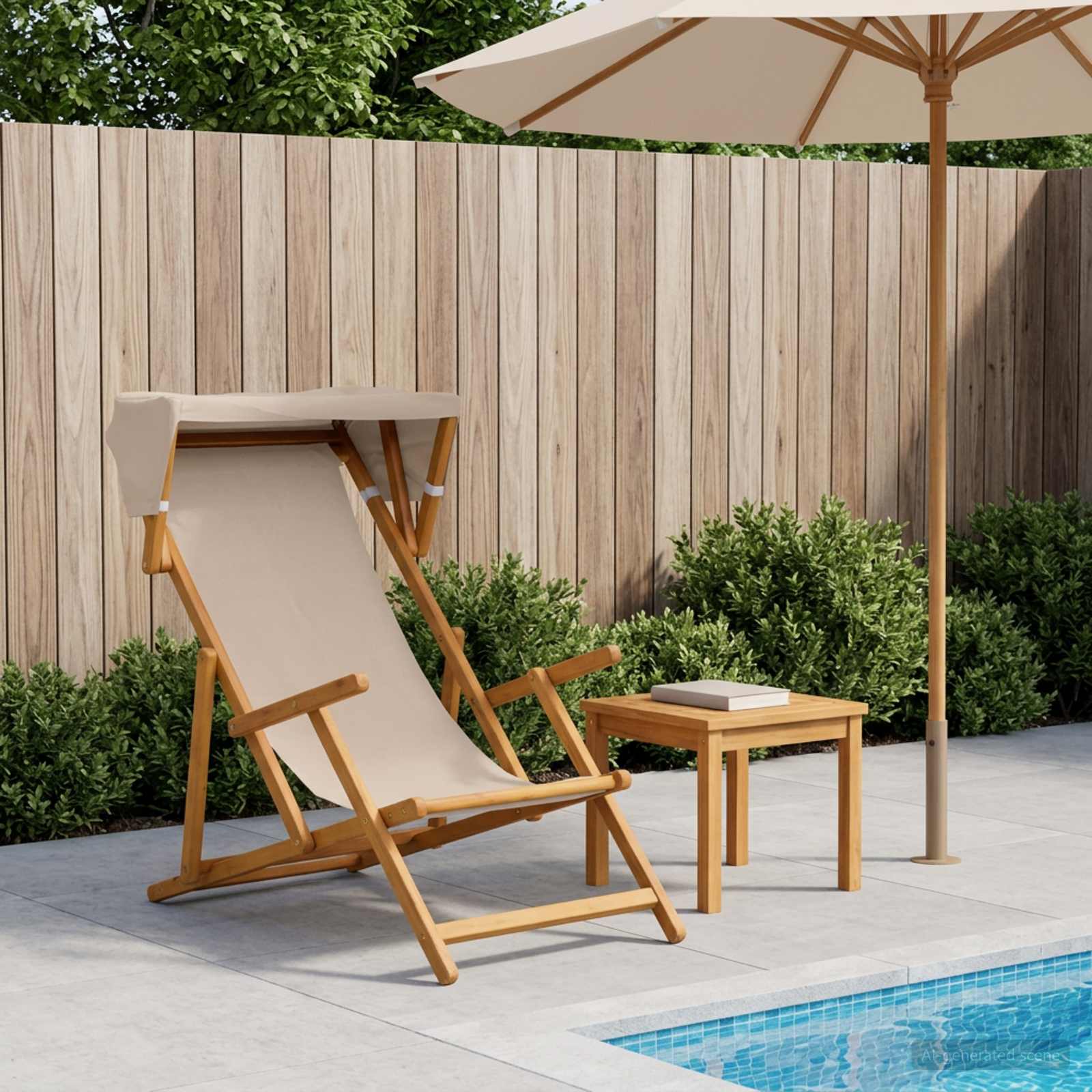 Ligstoel 3 Positie massief eucalyptushout Beige