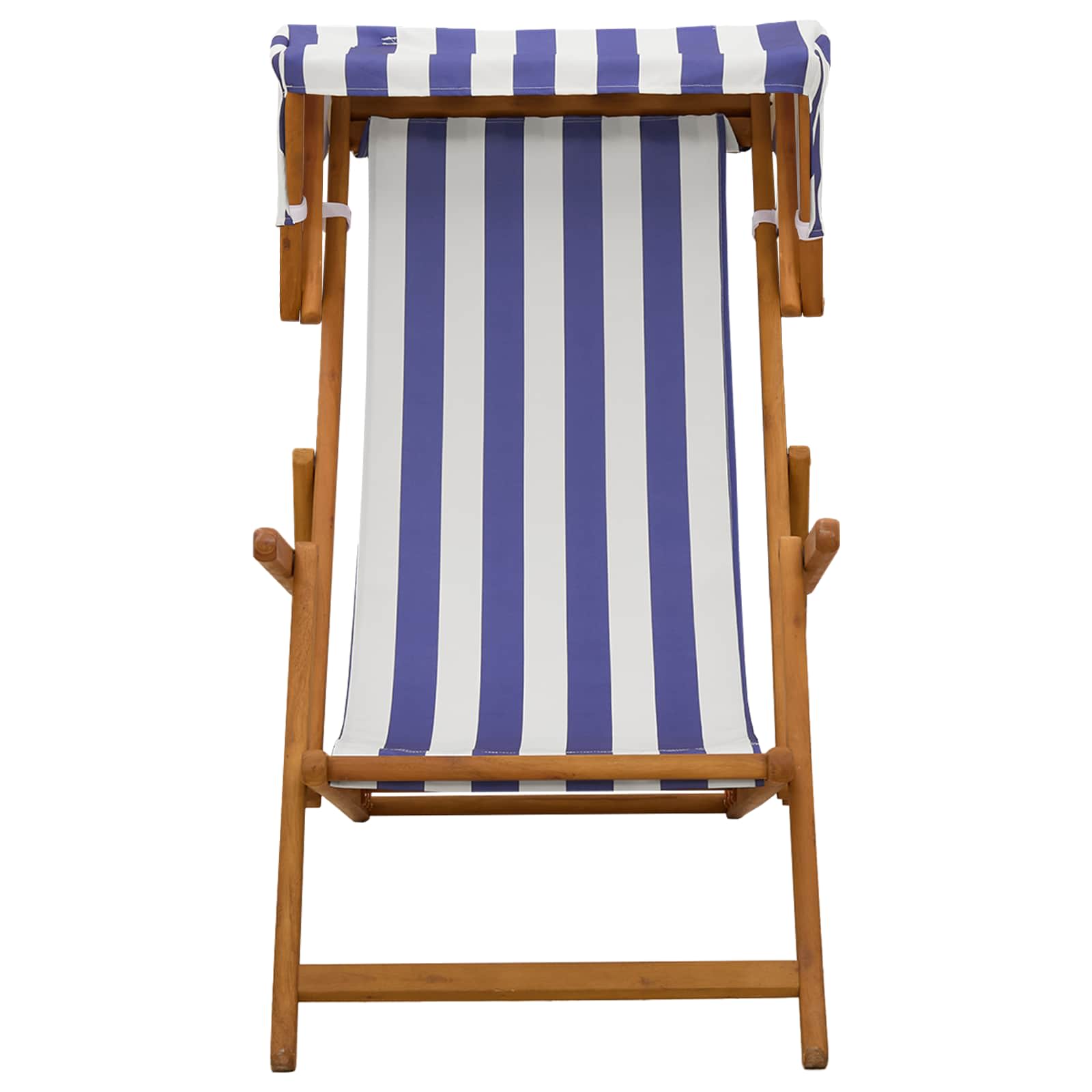 Ligstoel 3 Positie massief eucalyptushout Blauw en Wit