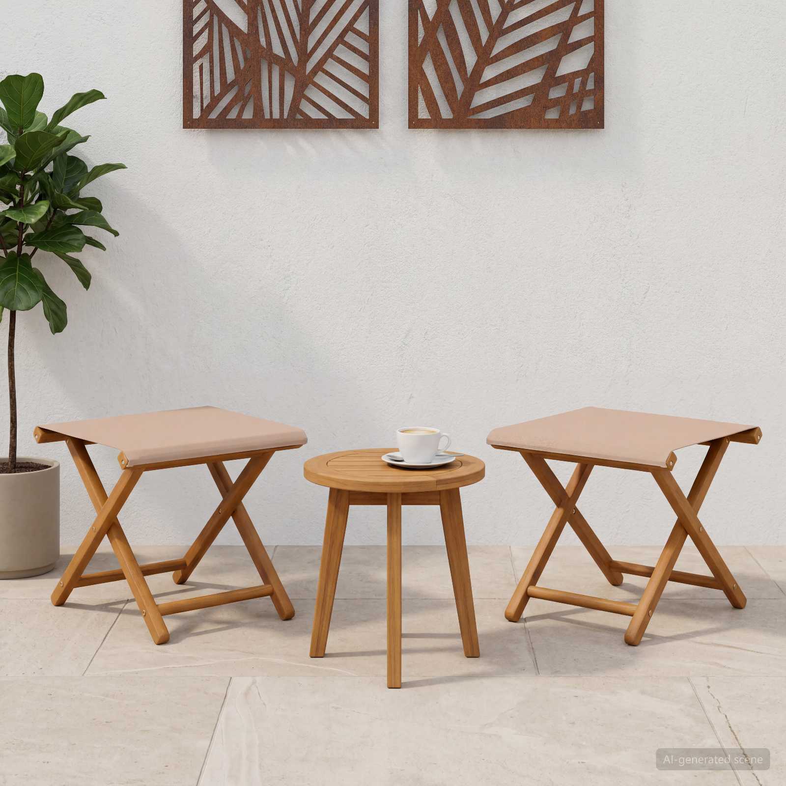 Ligstoel 2 st massief eucalyptushout Taupe