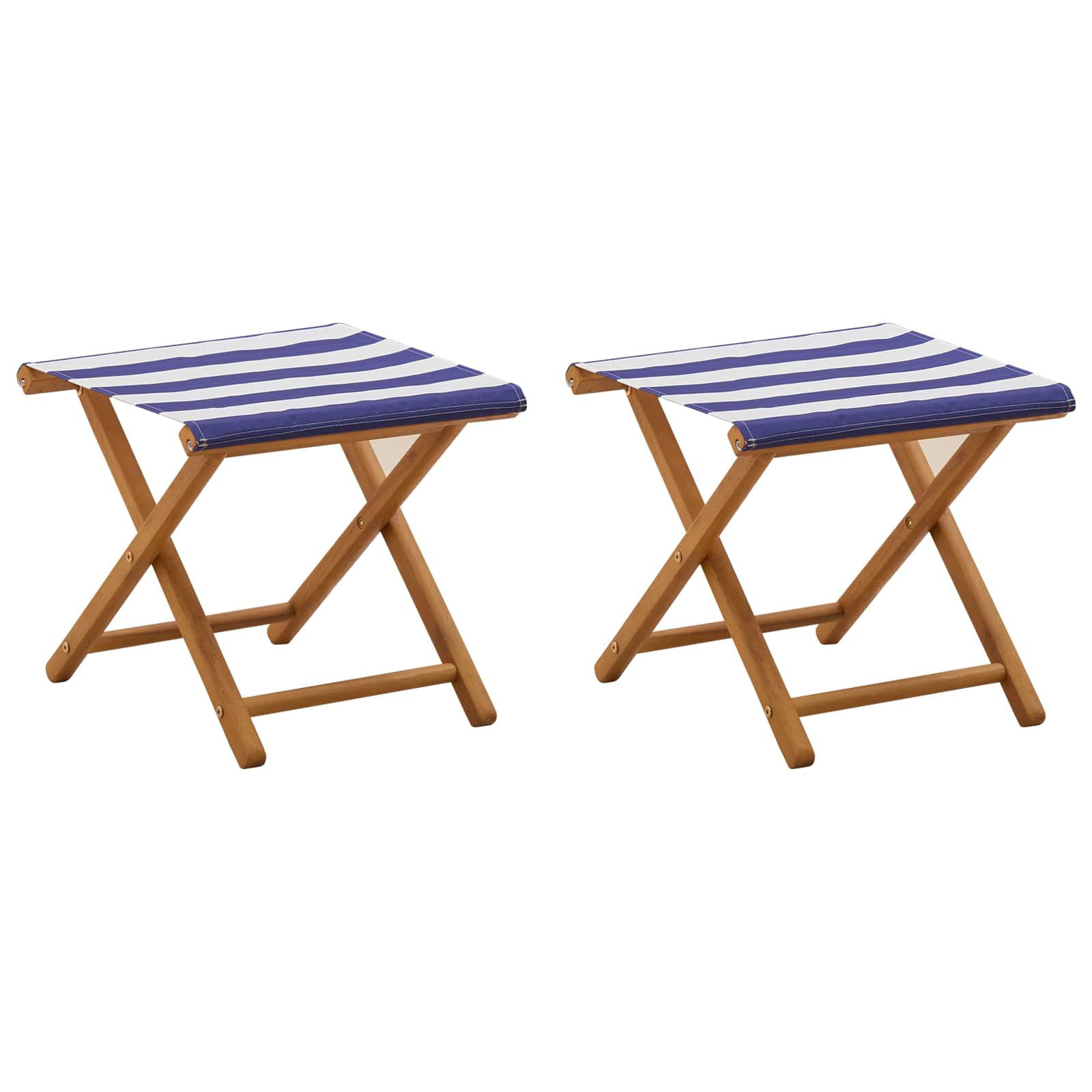 Ligstoel 2 st massief eucalyptushout Blauw en Wit