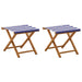 Ligstoel 2 st massief eucalyptushout Blauw en Wit