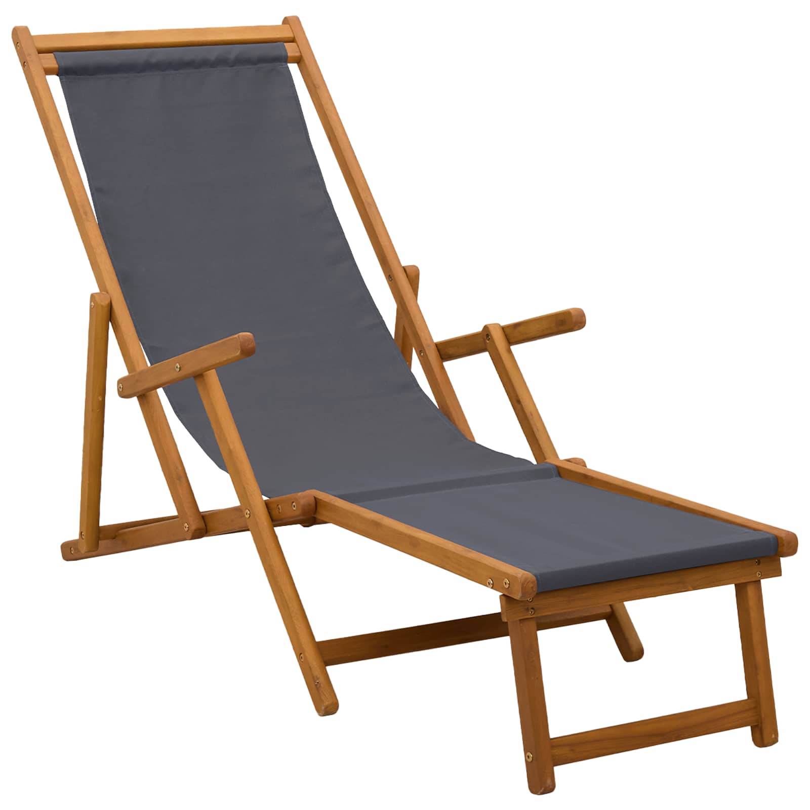 Opvouwbare zonnebed 3 Positie Massief Eucalyptus Hout Grijs