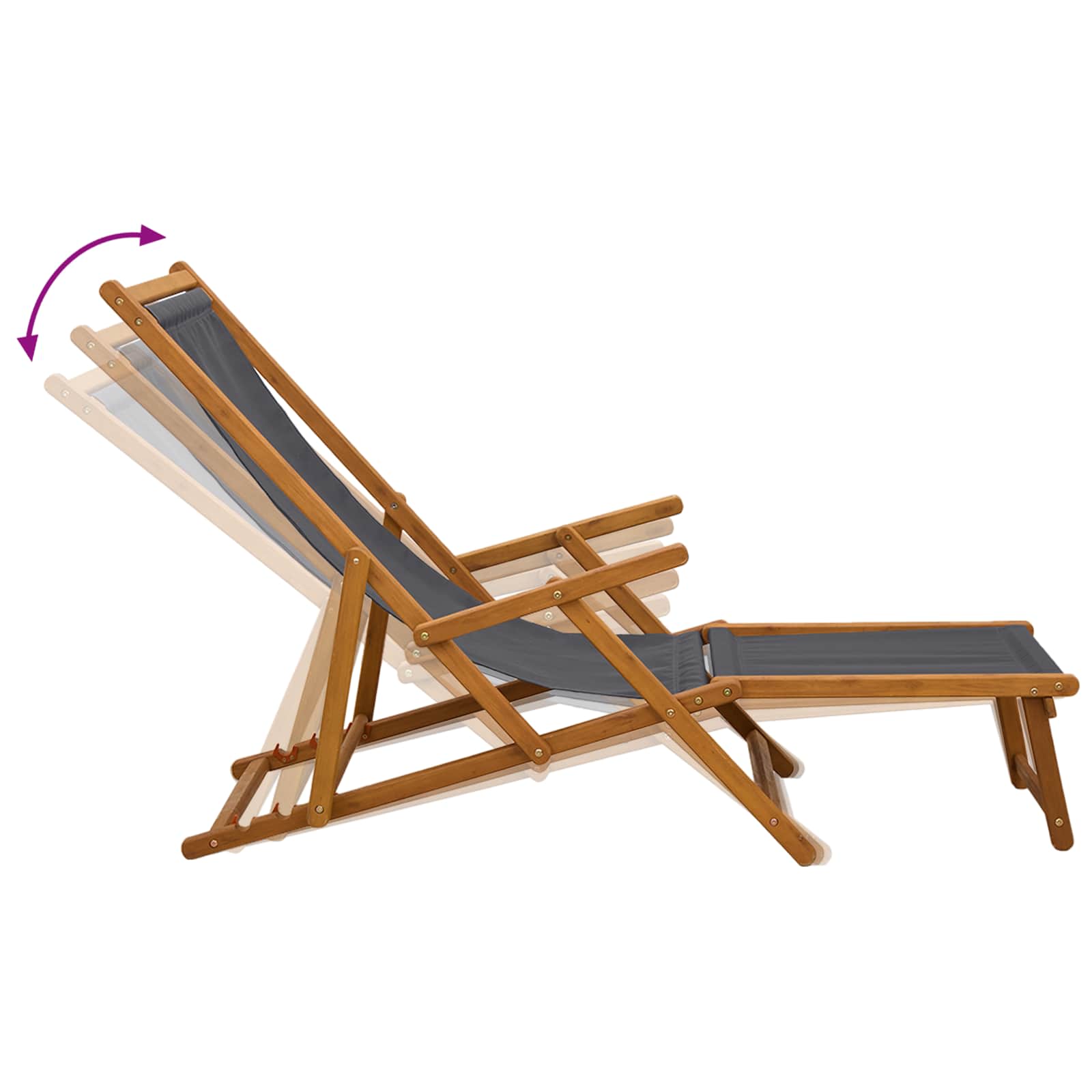 Opvouwbare zonnebed 3 Positie Massief Eucalyptus Hout Grijs