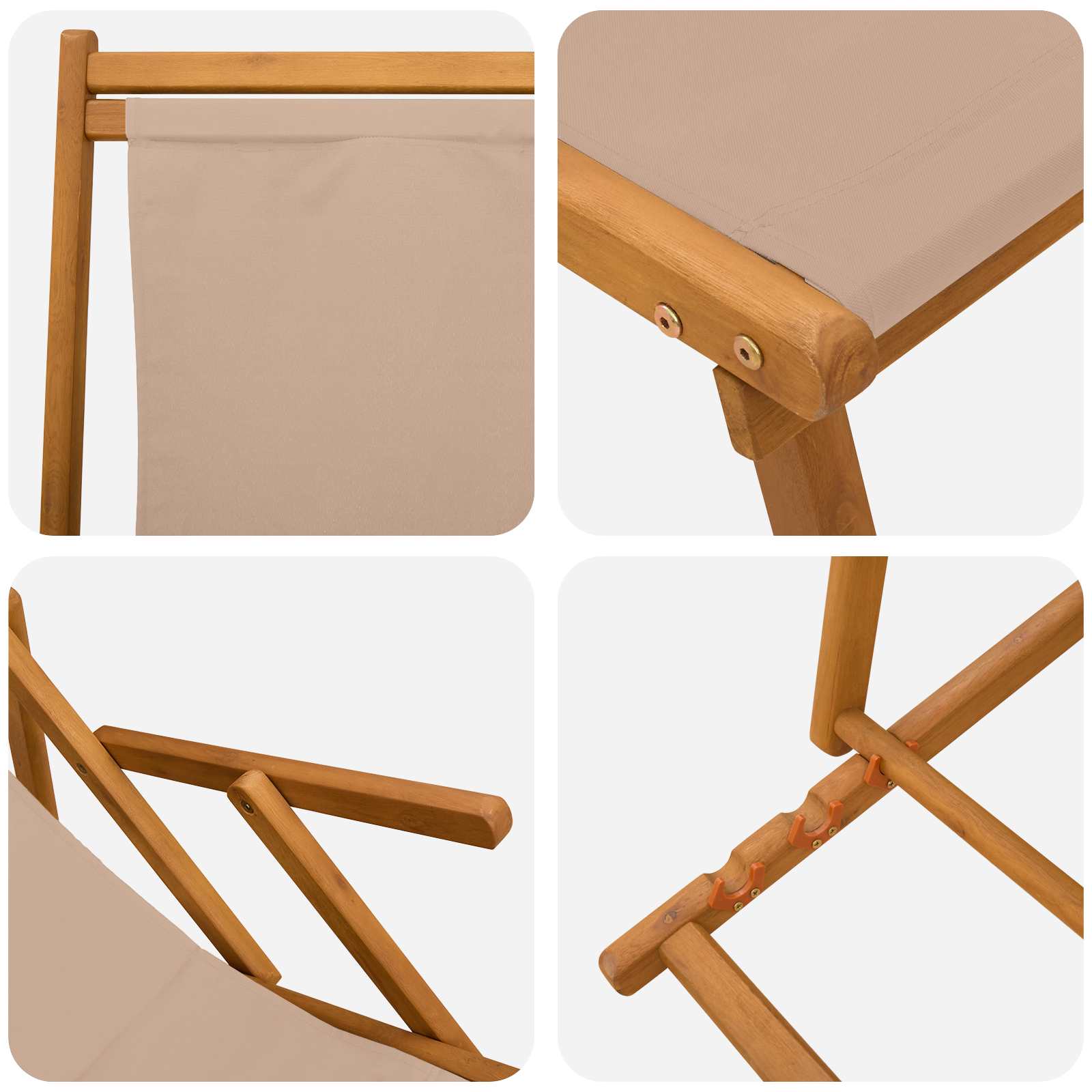 Opvouwbare zonnebed 3 Positie Massief Eucalyptus Hout Taupe