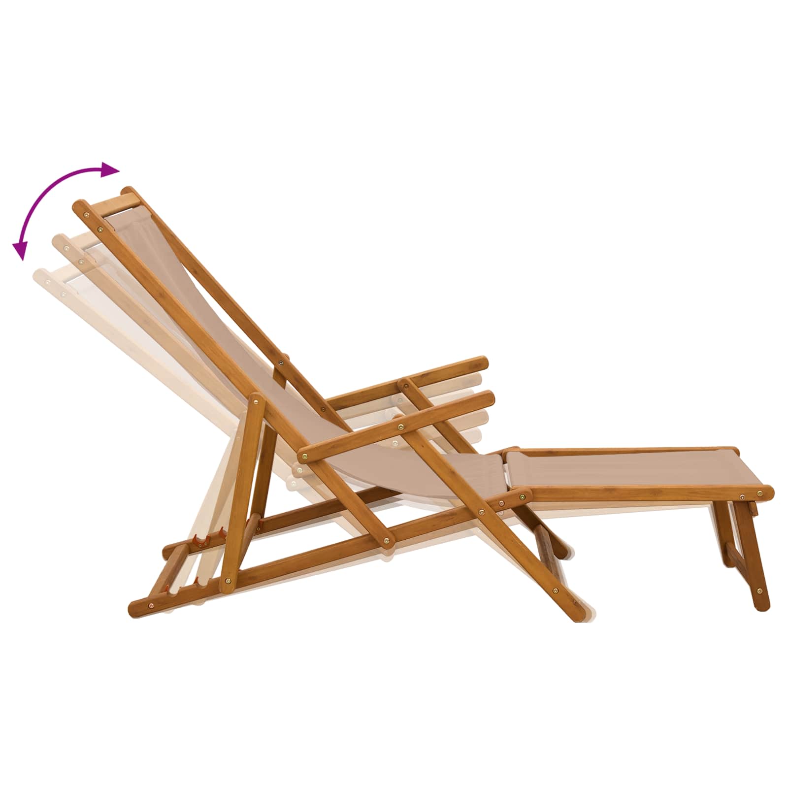 Opvouwbare zonnebed 3 Positie Massief Eucalyptus Hout Taupe