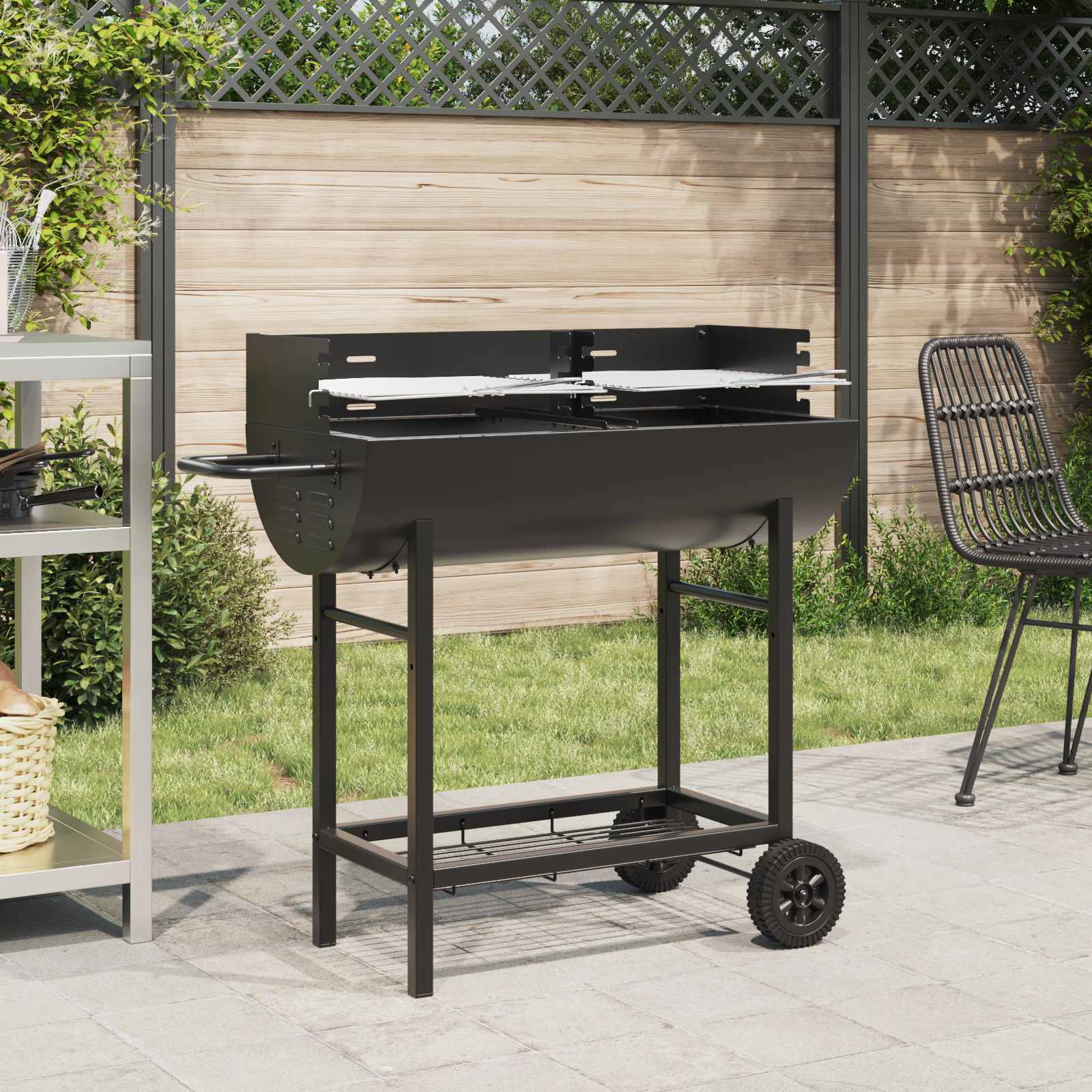 Houtskoolgrill 96,5 x 42,5 x 88,5 cm Zwart