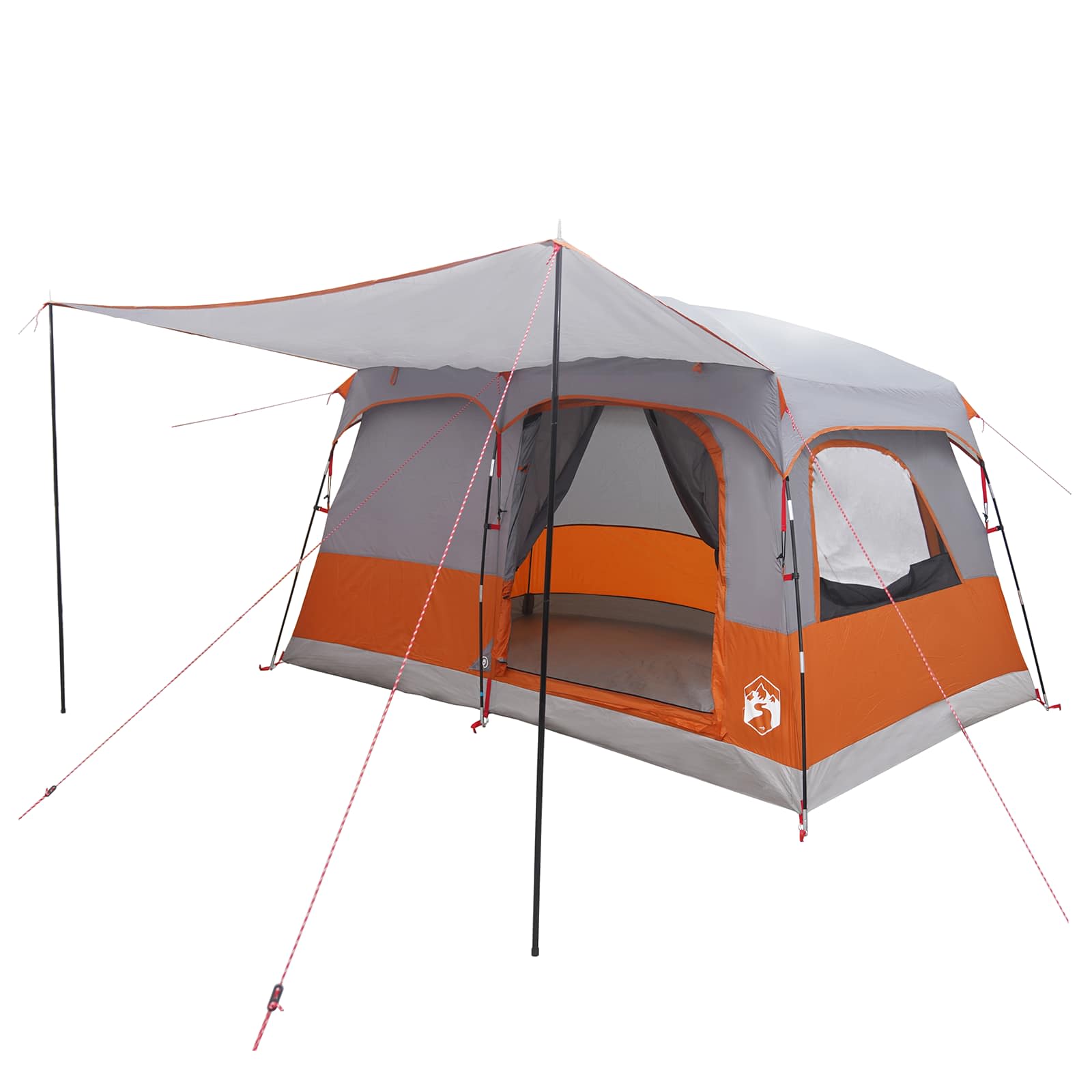 Gezinstent met dak Grijs en Oranje 320 x 210 x 180 cm Polyester