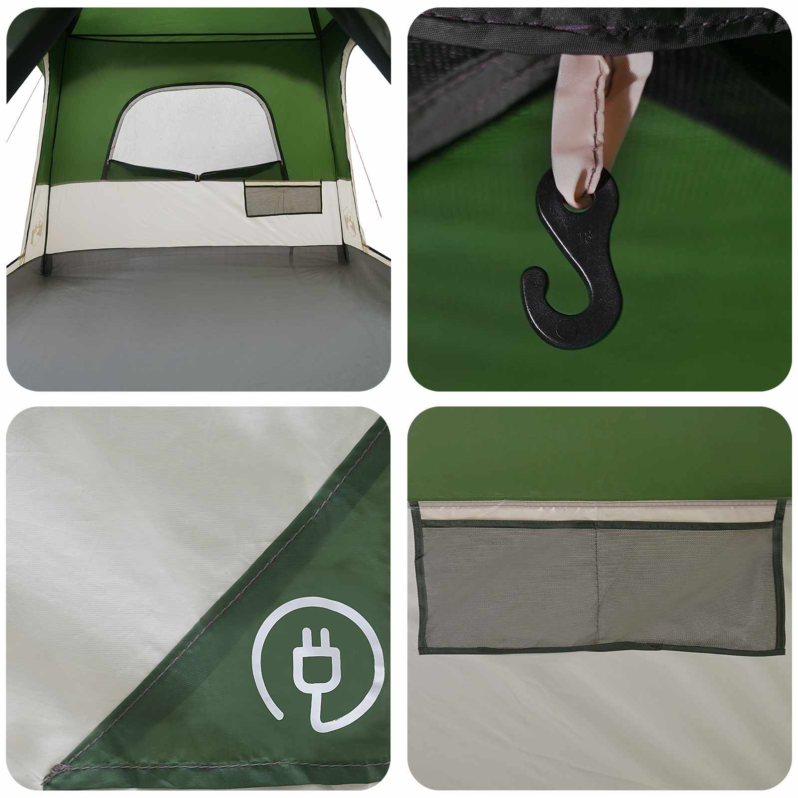 Gezinstent met dak Groen 500 x 400 x 230 cm Polyester en staal