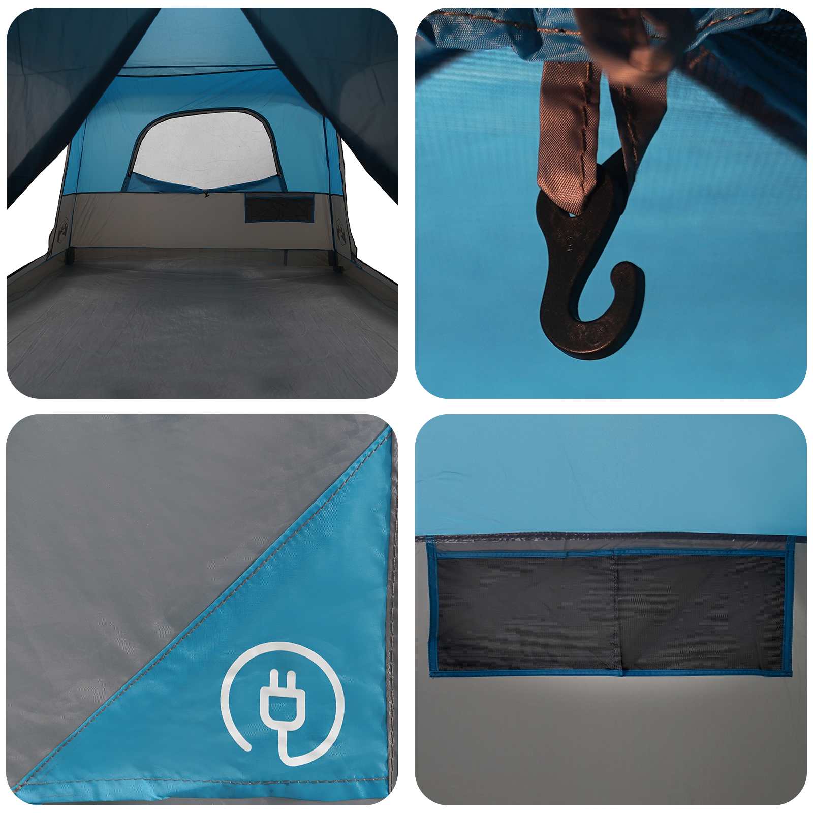 Gezinstent met dak Blauw 500 x 400 x 230 cm Polyester en staal