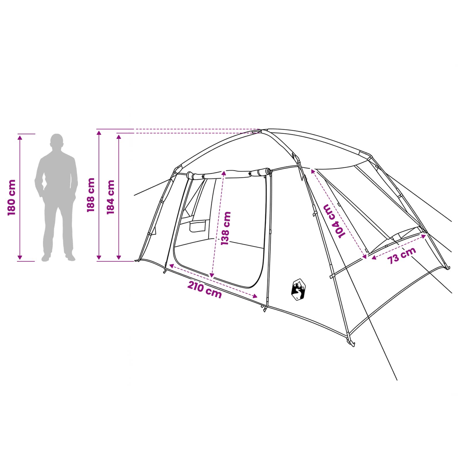 Huisje Tent met dak Blauw 400 x 210 x 180 cm Polyester