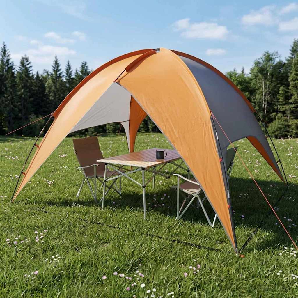 Camping Tent met Regenhoes Waterdicht Koepel Grijs en Oranje