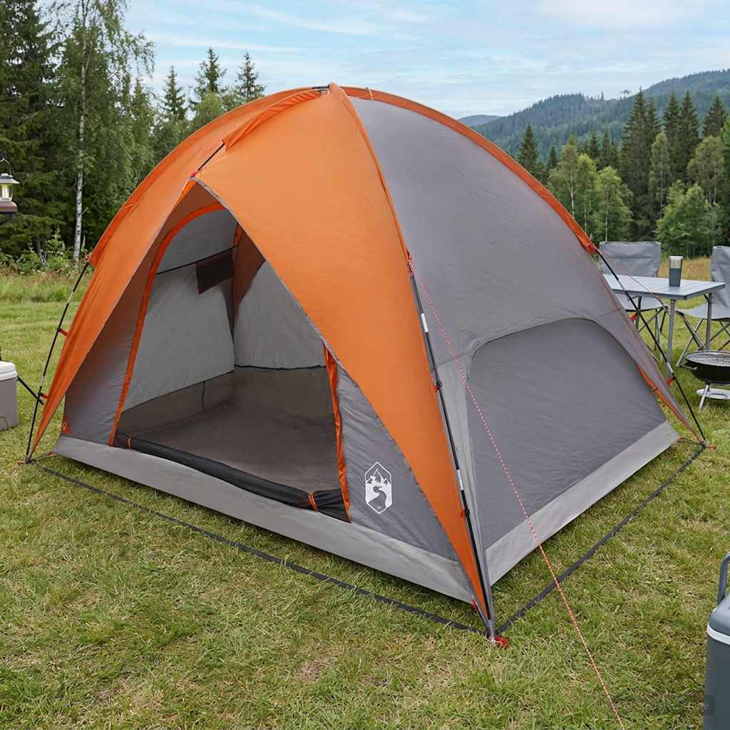 Camping Tent met Regenhoes Waterdicht Koepel Grijs en Oranje