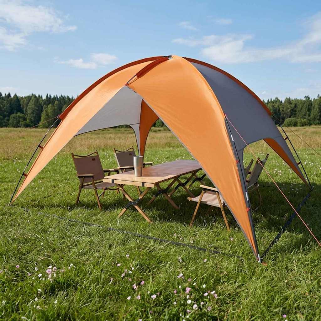 Camping Tent met Regenhoes Waterdicht Koepel Grijs en Oranje