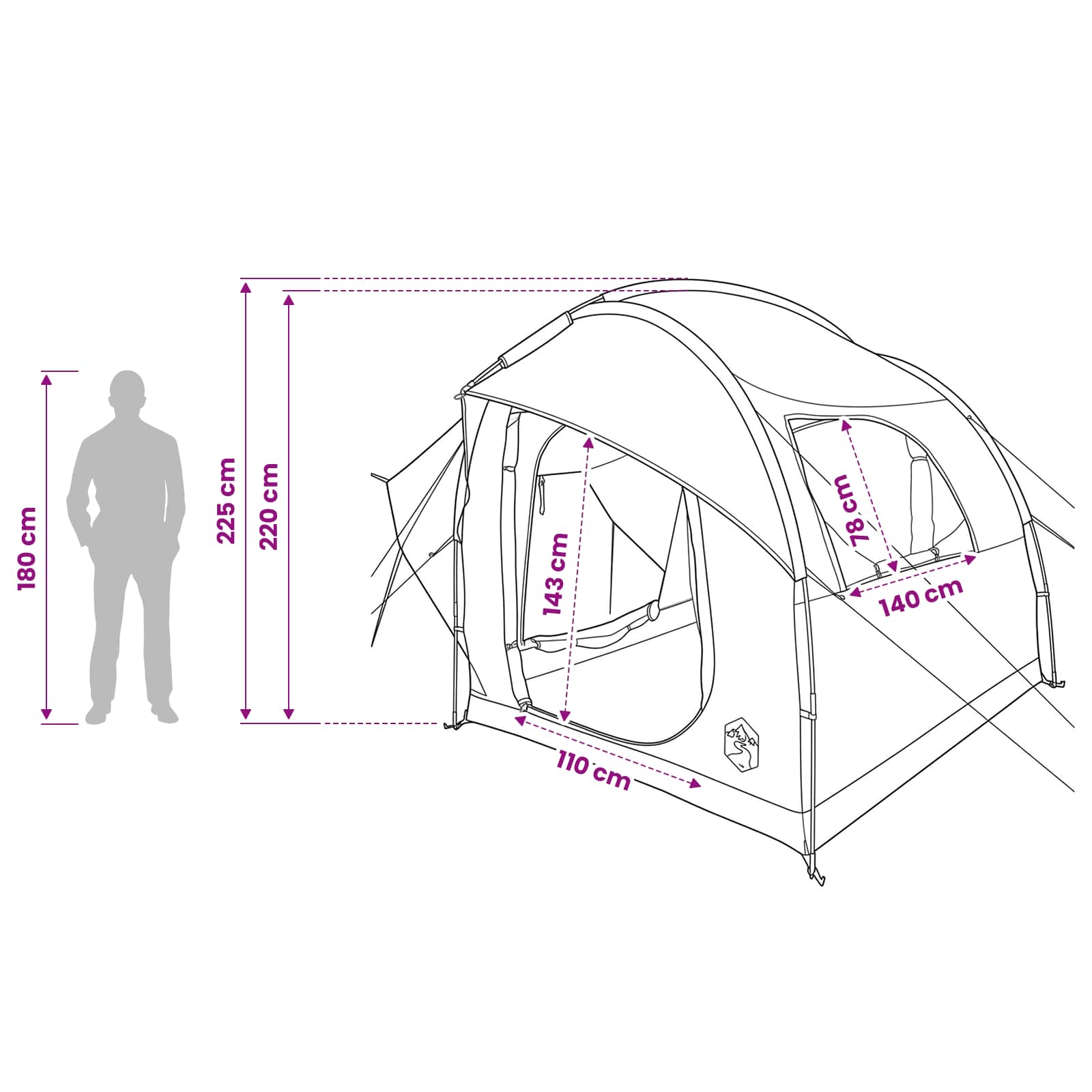 Autotent met dak Groen 239 x 210 x 210 cm Polyester en staal