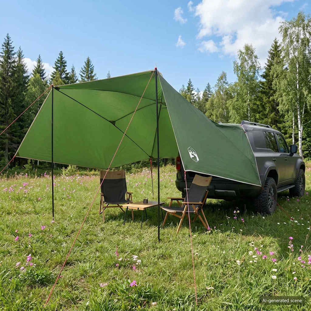 Autotent met dak Groen 308 x 215 x 220 cm Polyester en staal