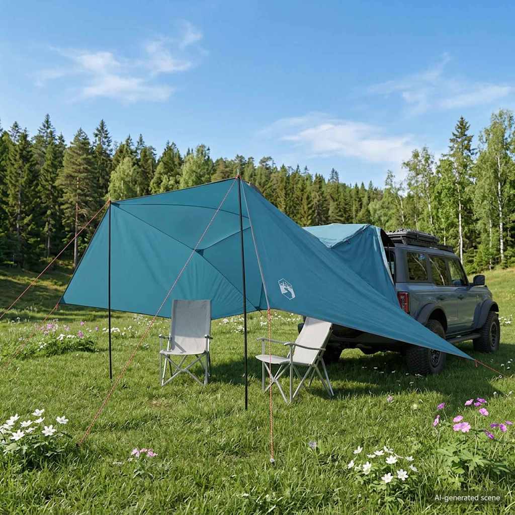 Autotent met dak Blauw 308 x 215 x 220 cm Polyester en staal