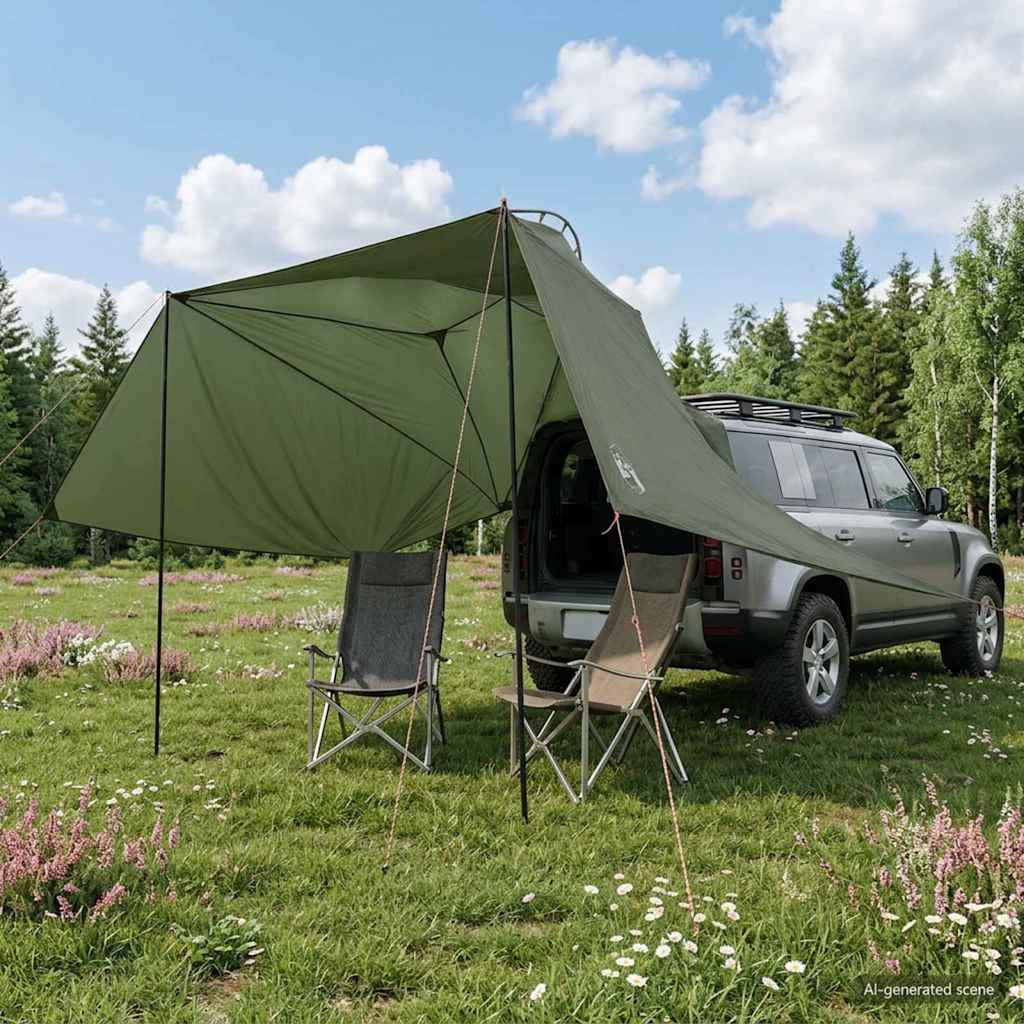 Autotent met dak Legergroen 350 x 250 cm Polyester en staal