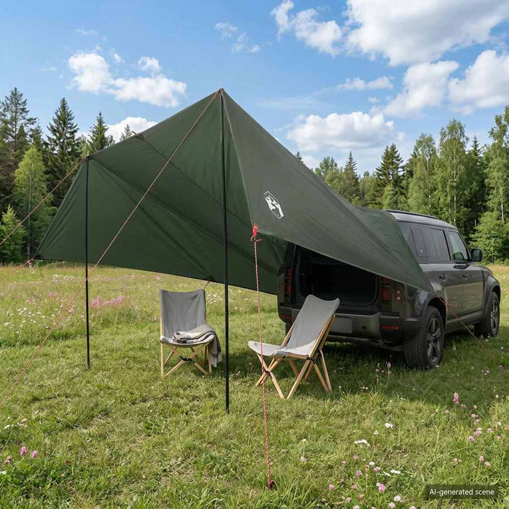 Voertuig luifel met dak Leger groen 518 x 580 x 215 cm