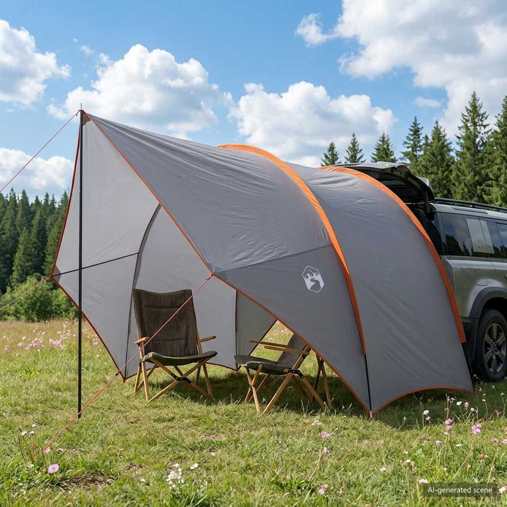 Tailgate Luifel Waterdicht Grijs en Oranje 405 x 280 x 220 cm