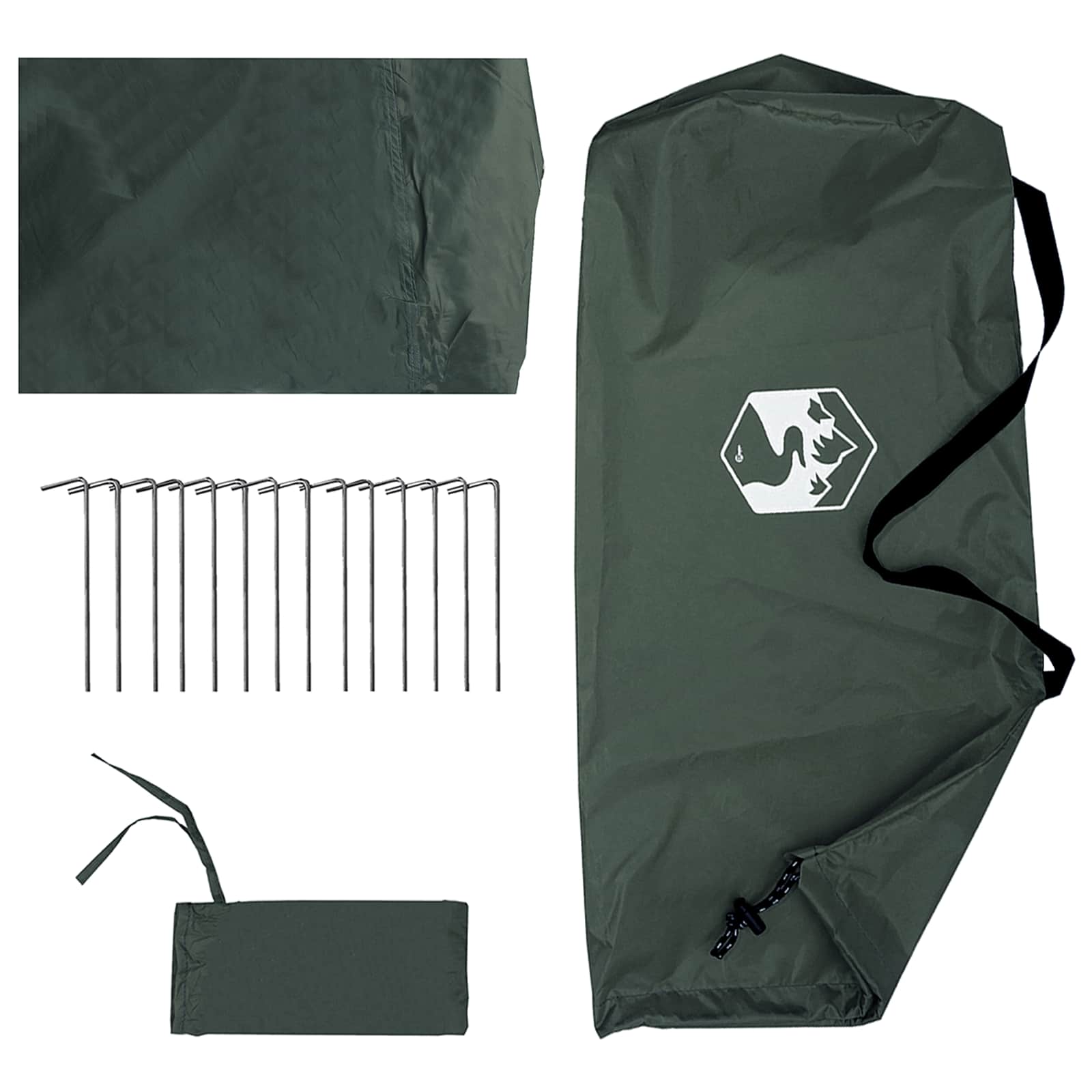 Campingzeil met gaaswanden Legergroen 340 x 260 x 220 cm