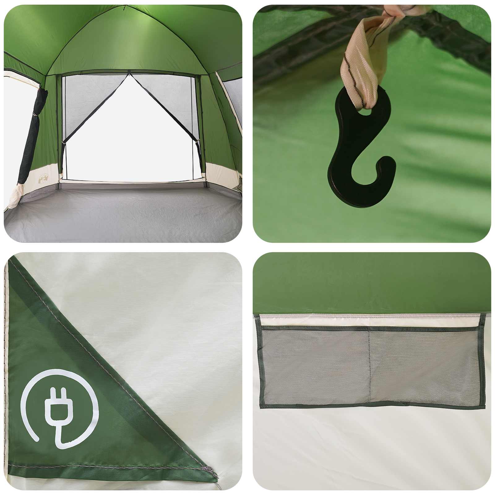 Huisje Tent met dak Groen 12-Persoons Polyester en staal