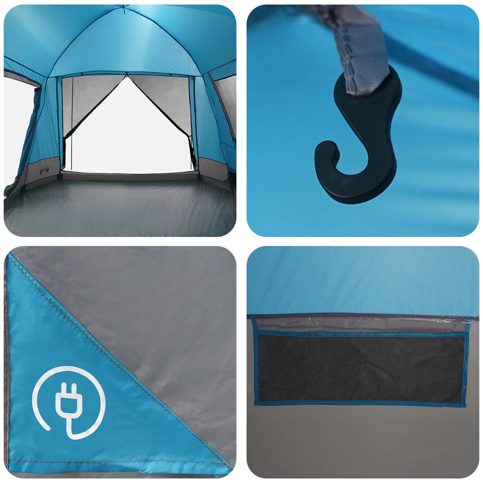 Huisje Tent met dak Blauw 12-Persoons Polyester en staal