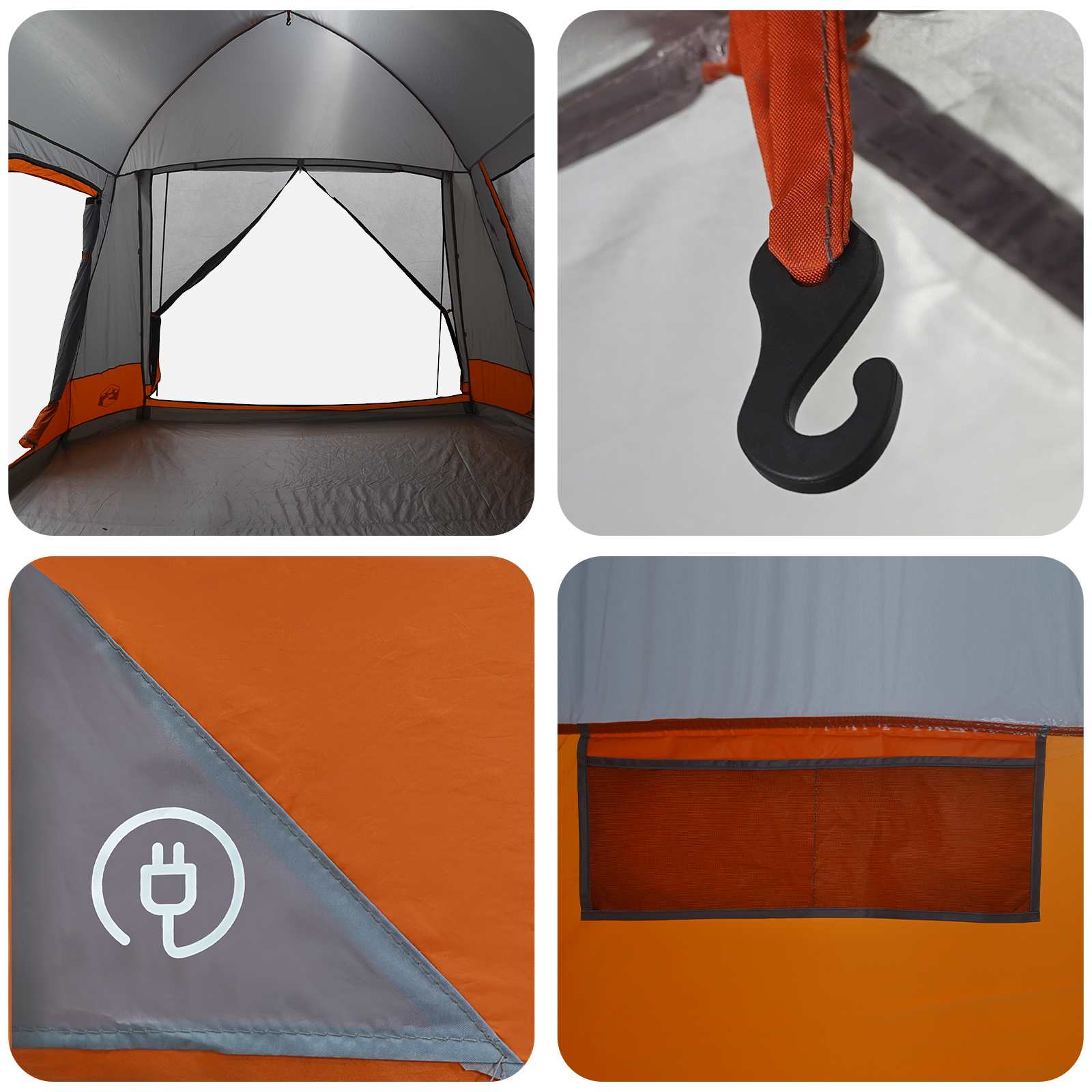 Huisje Tent Grijs en Oranje 12-Persoons Polyester en staal