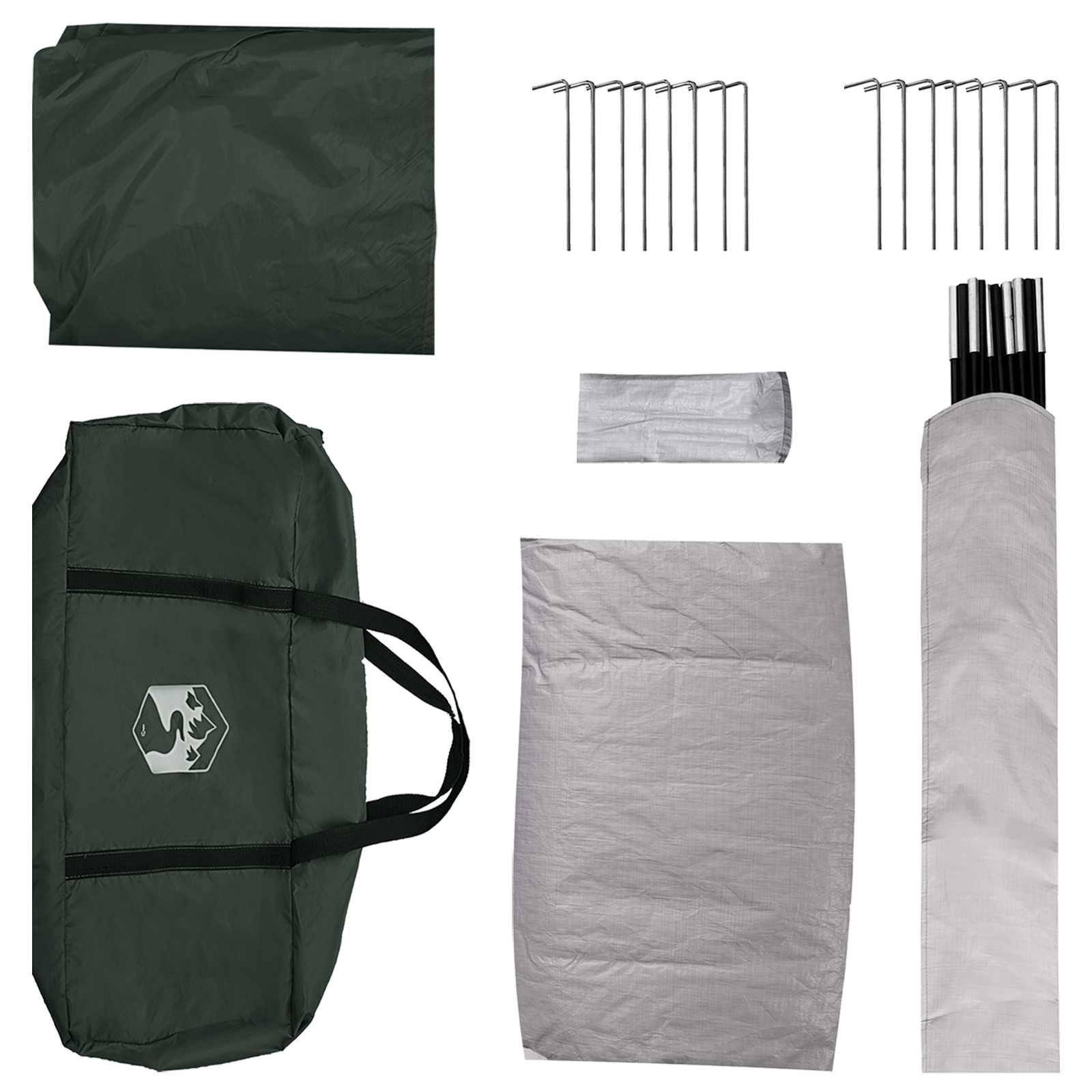 Huisje Tent met dak Leger groen 4-persoons Polyester en staal