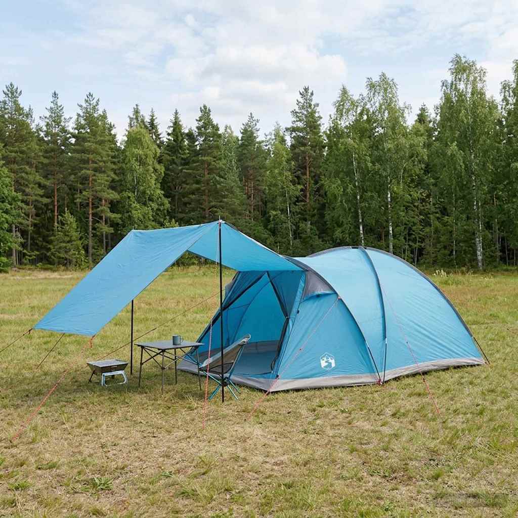 Huisje Tent met dak Blauw 6-persoons Polyester en staal