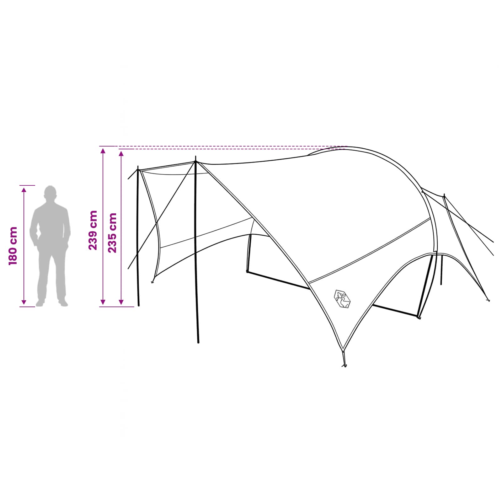 Camping Tarp Waterbestendig Legergroen 550 x 400 x 230 cm