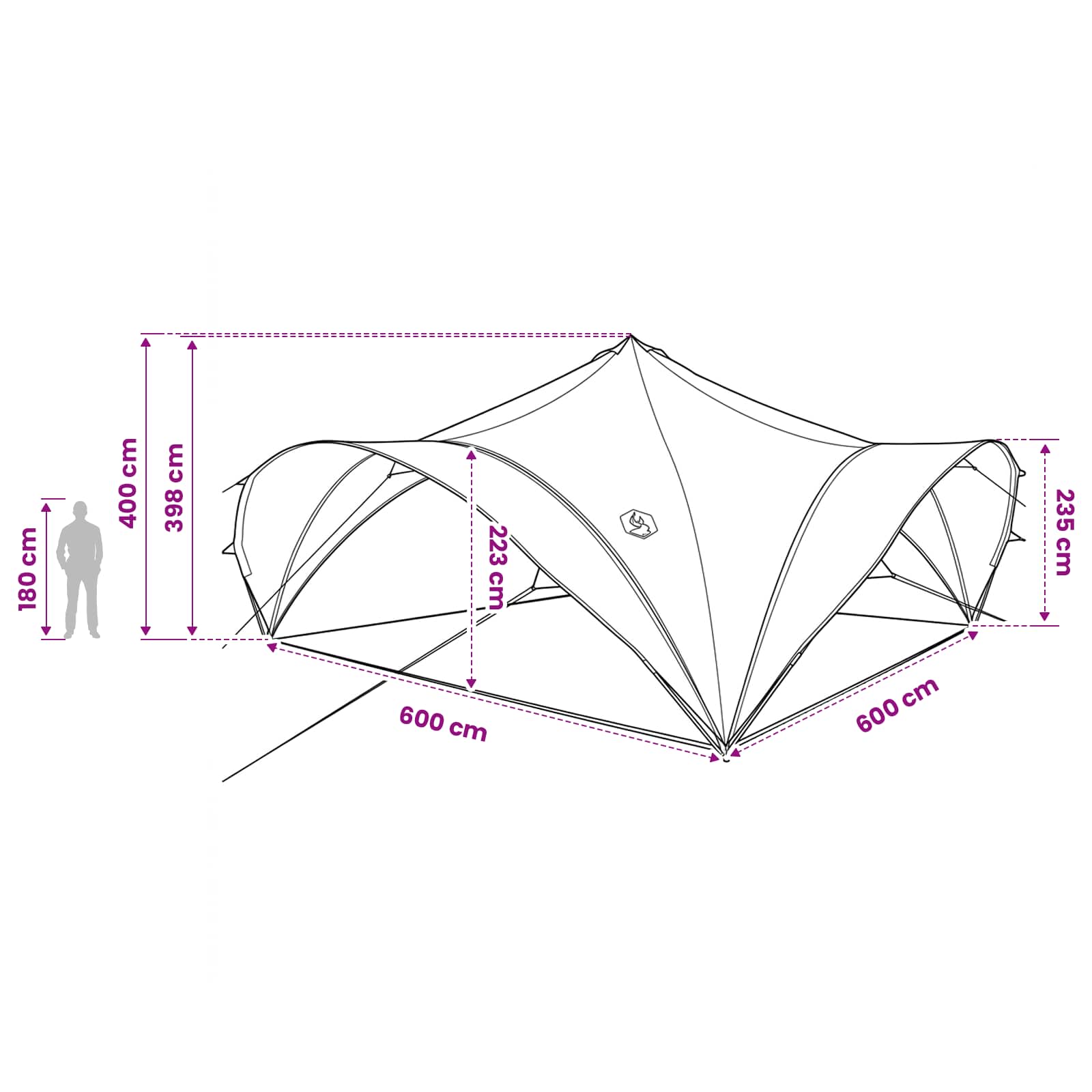 Partytent Leger groen 600 x 600 x 400 cm Polyester en staal