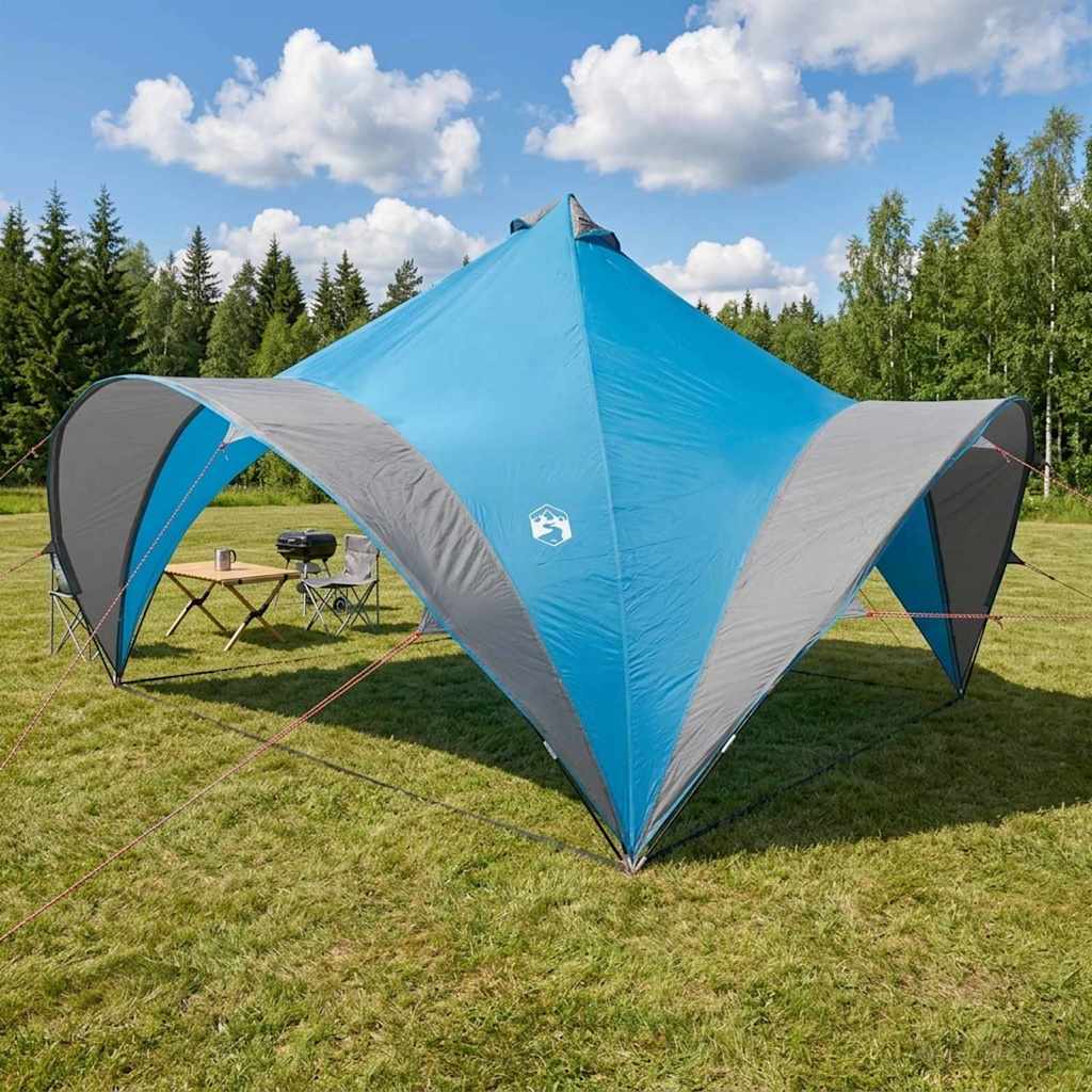 Partytent met dak Blauw 400 x 400 x 320 cm Polyester en staal