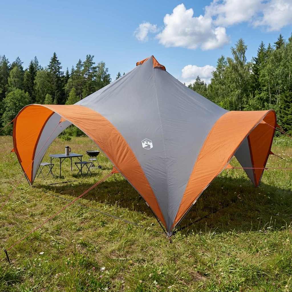 Partytent Grijs en Oranje 400 x 400 x 320 cm Polyester en staal