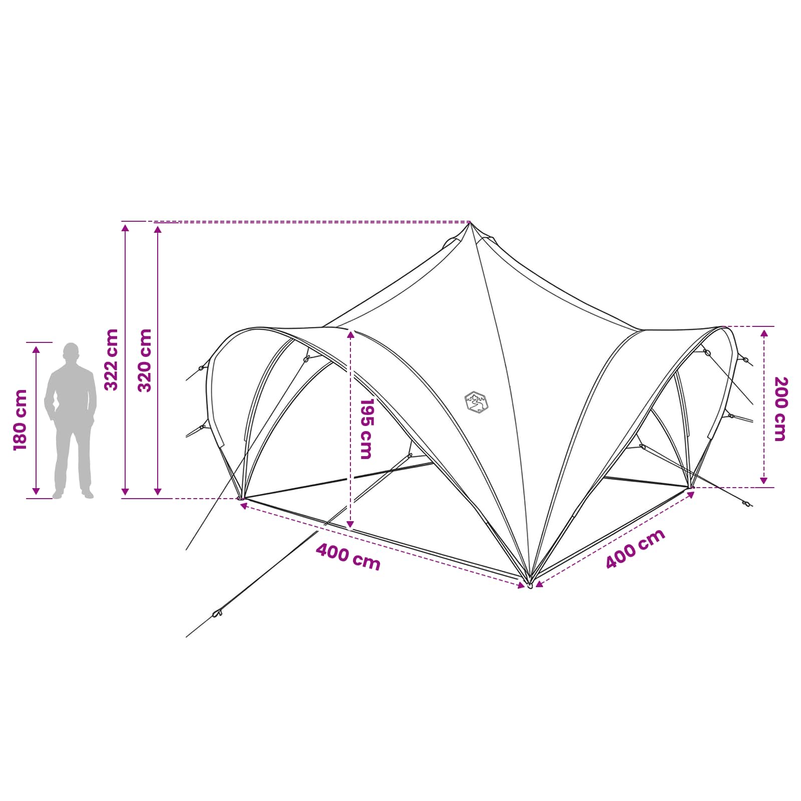 Partytent Leger groen 400 x 400 x 320 cm Polyester en staal