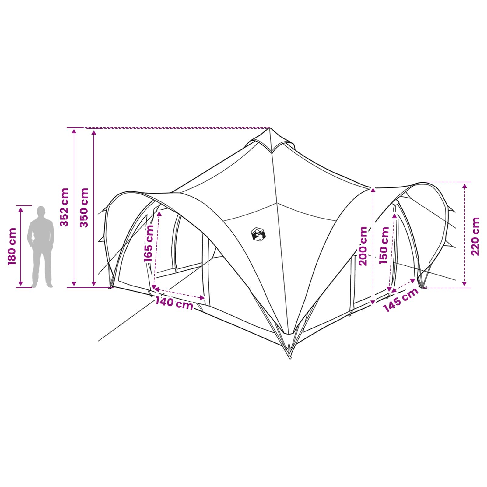 Tipi Tent met dak Leger groen 18-Persoon Polyester en staal