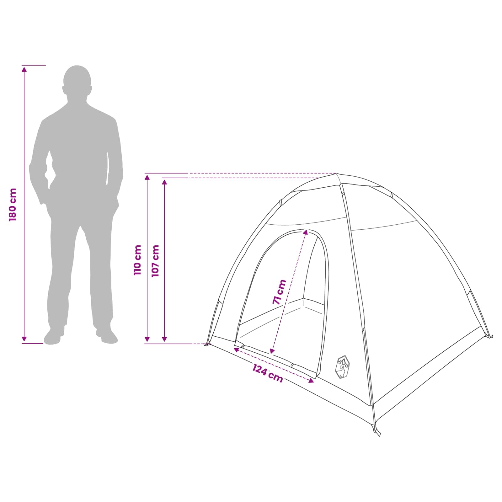 Kamperen tent met dak met luchtopening Blauw 190 x 140 x 105 cm